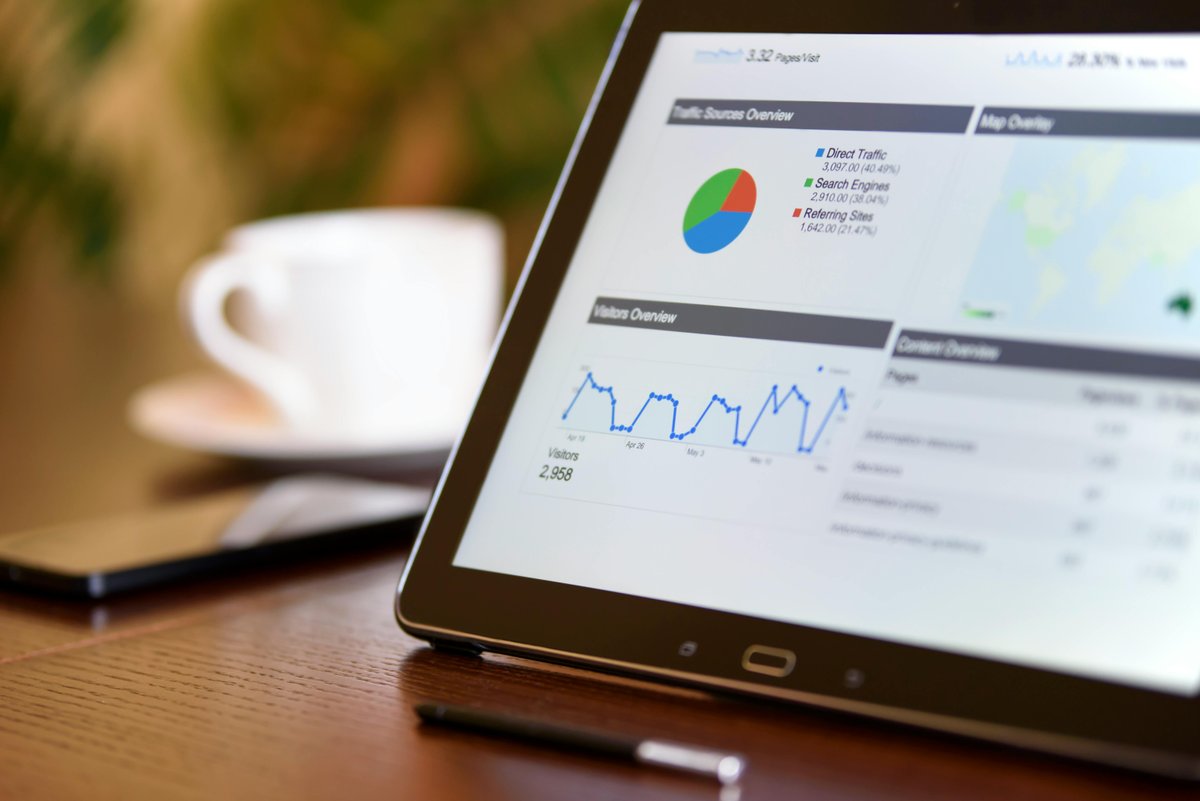 Tablet displaying compliance analytics dashboard with charts and data